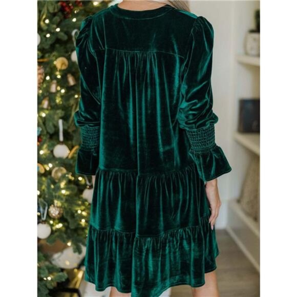 Velvet Tiered Notched Mini Dress - Picture 5 of 8
